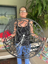 Load image into Gallery viewer, Large Abstract Lines Clock - periwinkle-laser