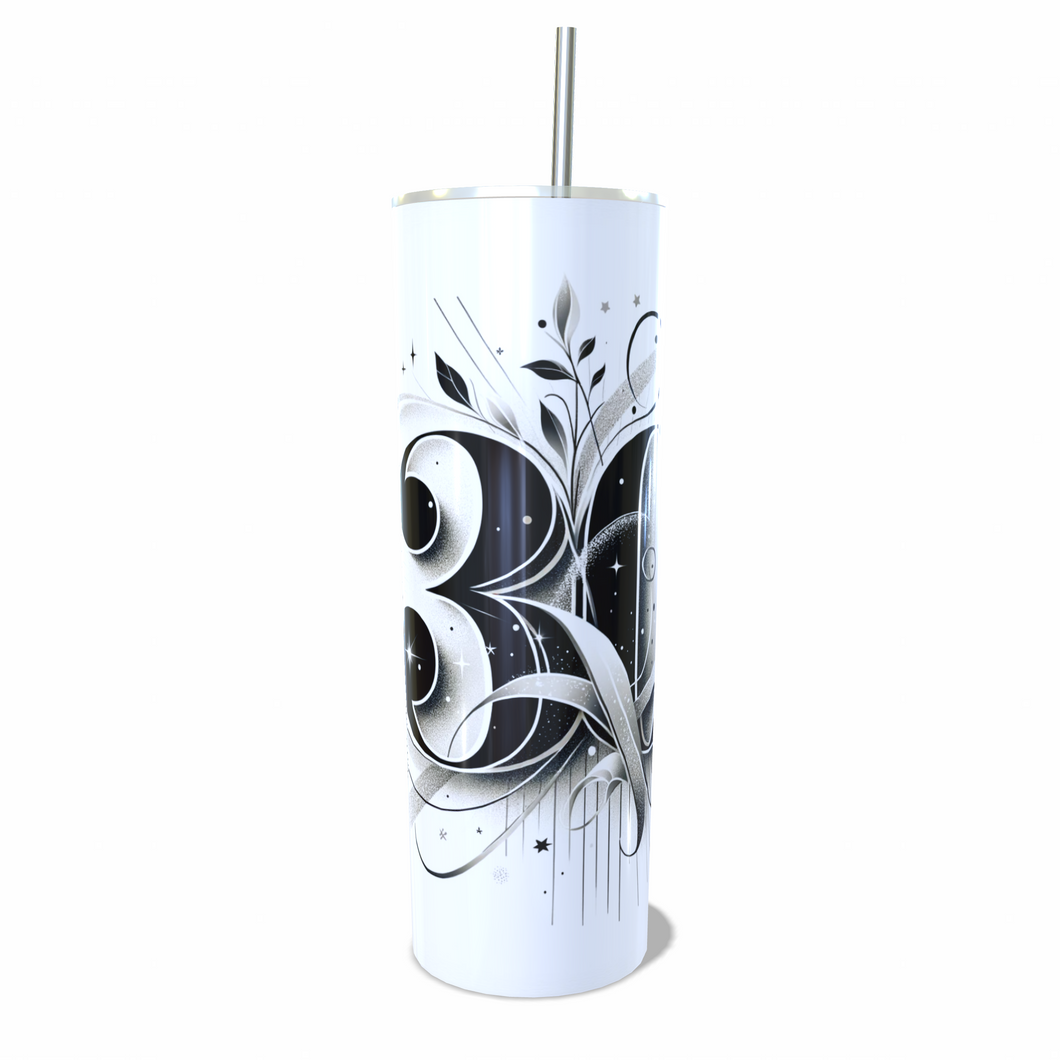 20oz Skinny 30th birthday print Tumbler