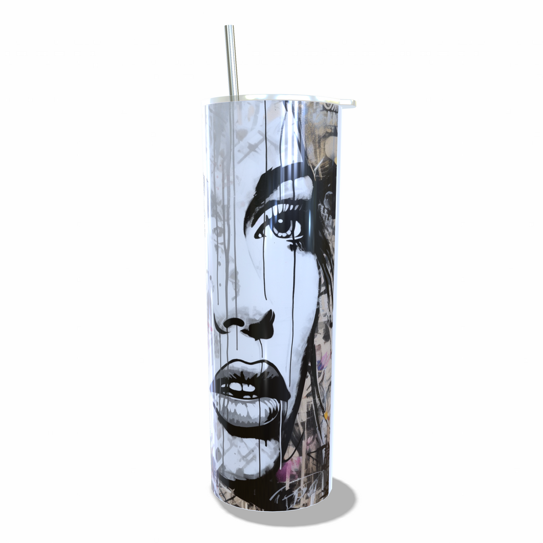 20oz Skinny Line faces print Tumbler