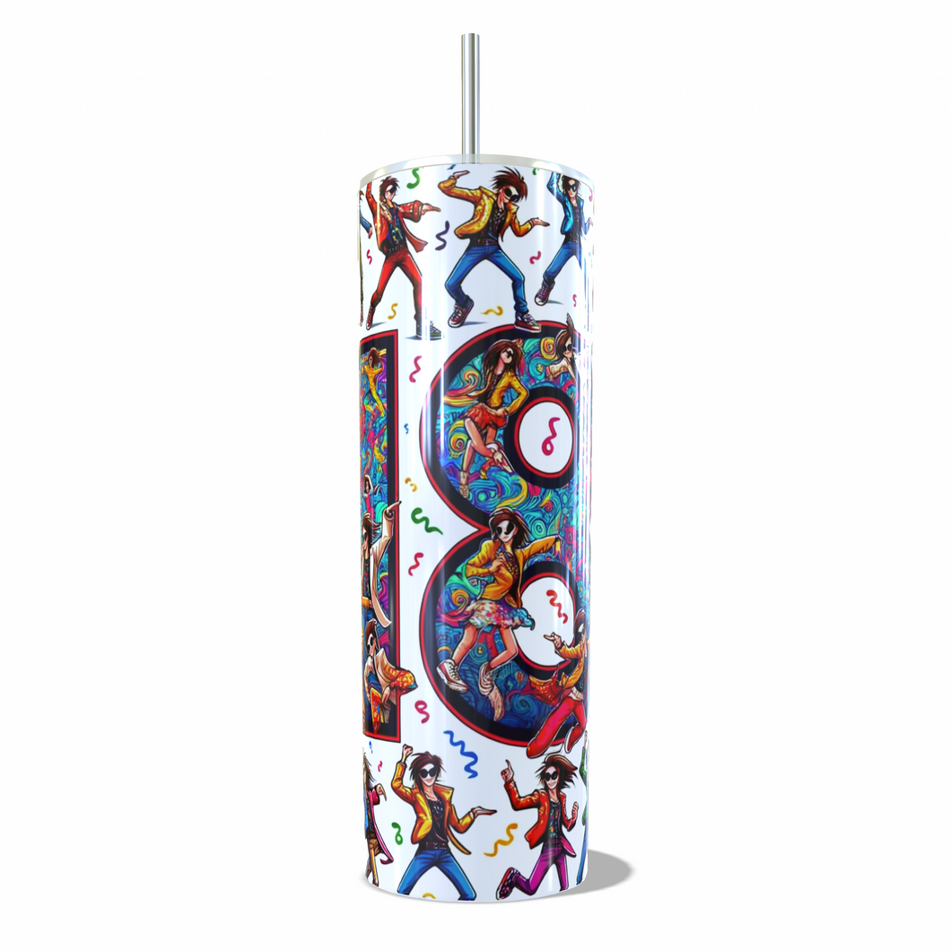 20oz Skinny 18th birthday print Tumbler