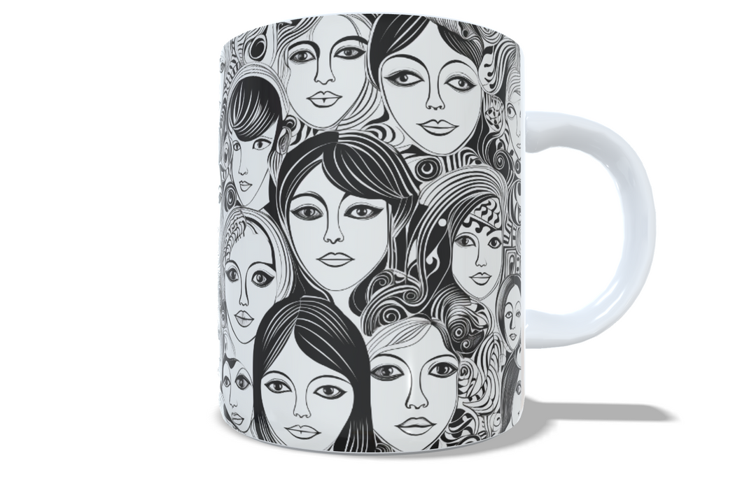 Printed Faces Ceramic Mugs