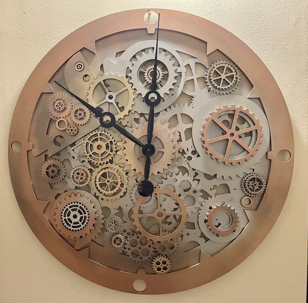 Beautiful Large Gear Clock - periwinkle-laser